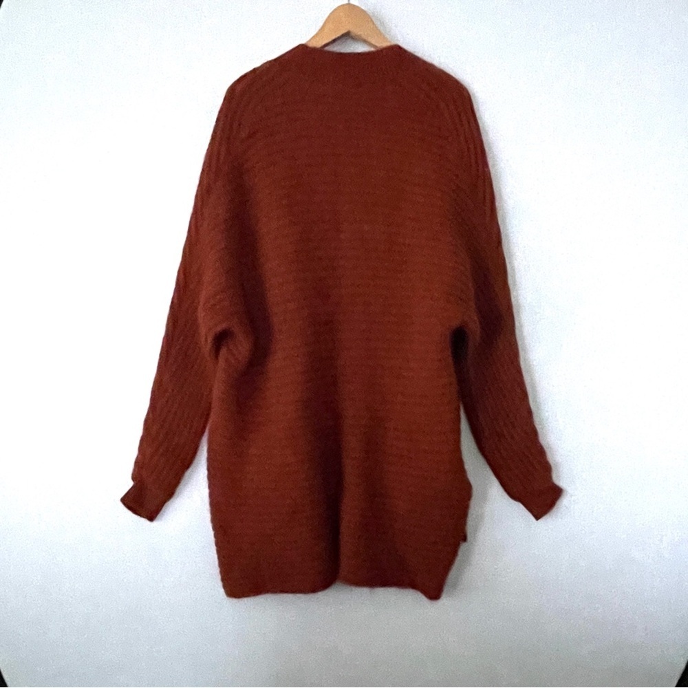 Maje Rust Open-Front Ribbed Knit Cardigan - Picture 6 of 13